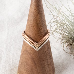 Hammered Chevron Ring: Gold Filled or Sterling Silver Stacking Ring