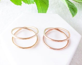 Hammered Gold Filled Double Ring: Infinity Stacking Ring