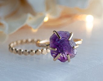 Amethyst Brass Claw Ring One of a Kind