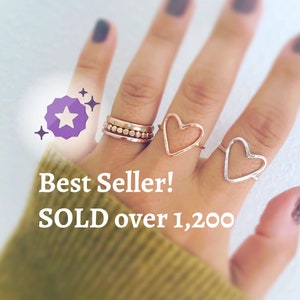 Heart Ring, Love Ring, Open Heart Ring, Heart Ring, Boho Ring, Gold Stacking Ring, Hammered Ring, Minimalist Heart Ring, Gift for her