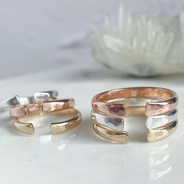 Midi Ring, Snug Ring, Toe Ring, Adjustable Ring, Boho Ring, Gold Stacking Ring, Hammered Ring, Minimalist Ring, Gift for her