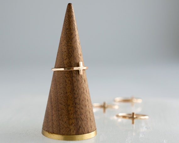 14k Gold Filled Cross Ring: Hammered Stacking Band