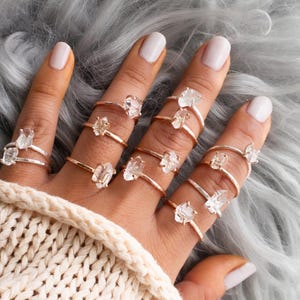 Herkimer Diamond Ring: Prong Setting, Quartz Crystal