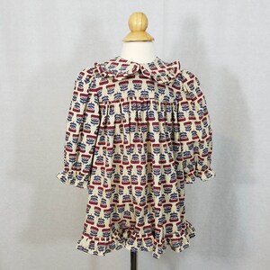 Girl&#39;s Toddler Dress - Size 24 Months - Handmade 100% Cotton India Block Print - Easter Dress - Ready to Ship