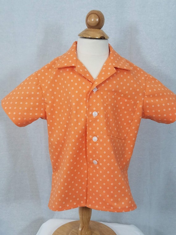 Shirt Size 1/2T Sherbet Orange Button 