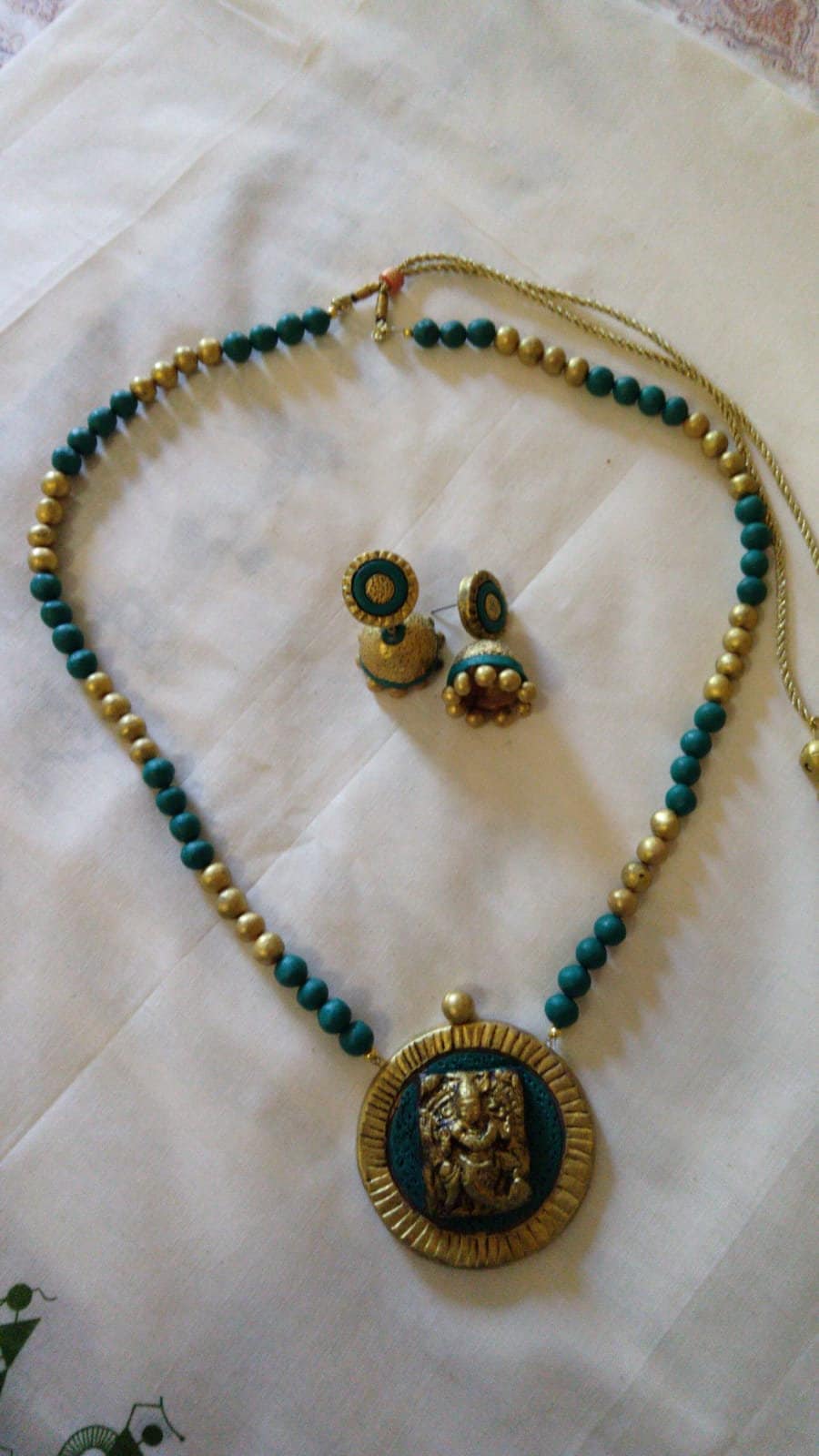 Krishna Pendant Necklace Green and Gold Colored Necklace Etsy Hong Kong