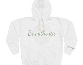 AOP Unisex Pullover Hoodie "Be authentic" & "I am authentic"