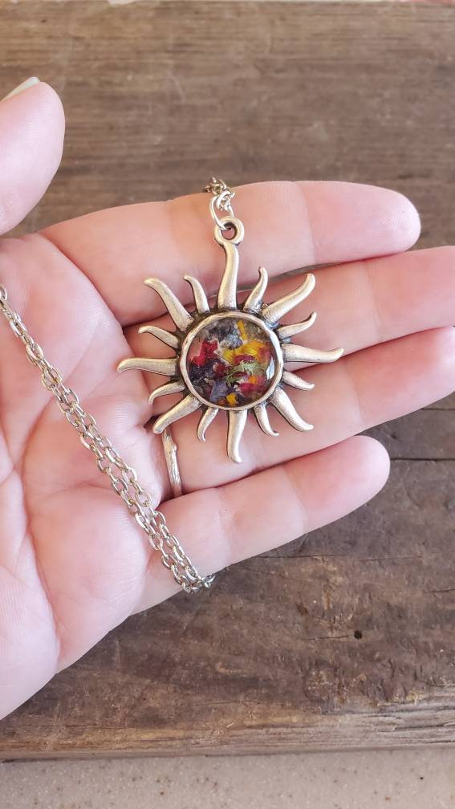 Wildflower necklace nature jewelry dried flower necklace Etsy