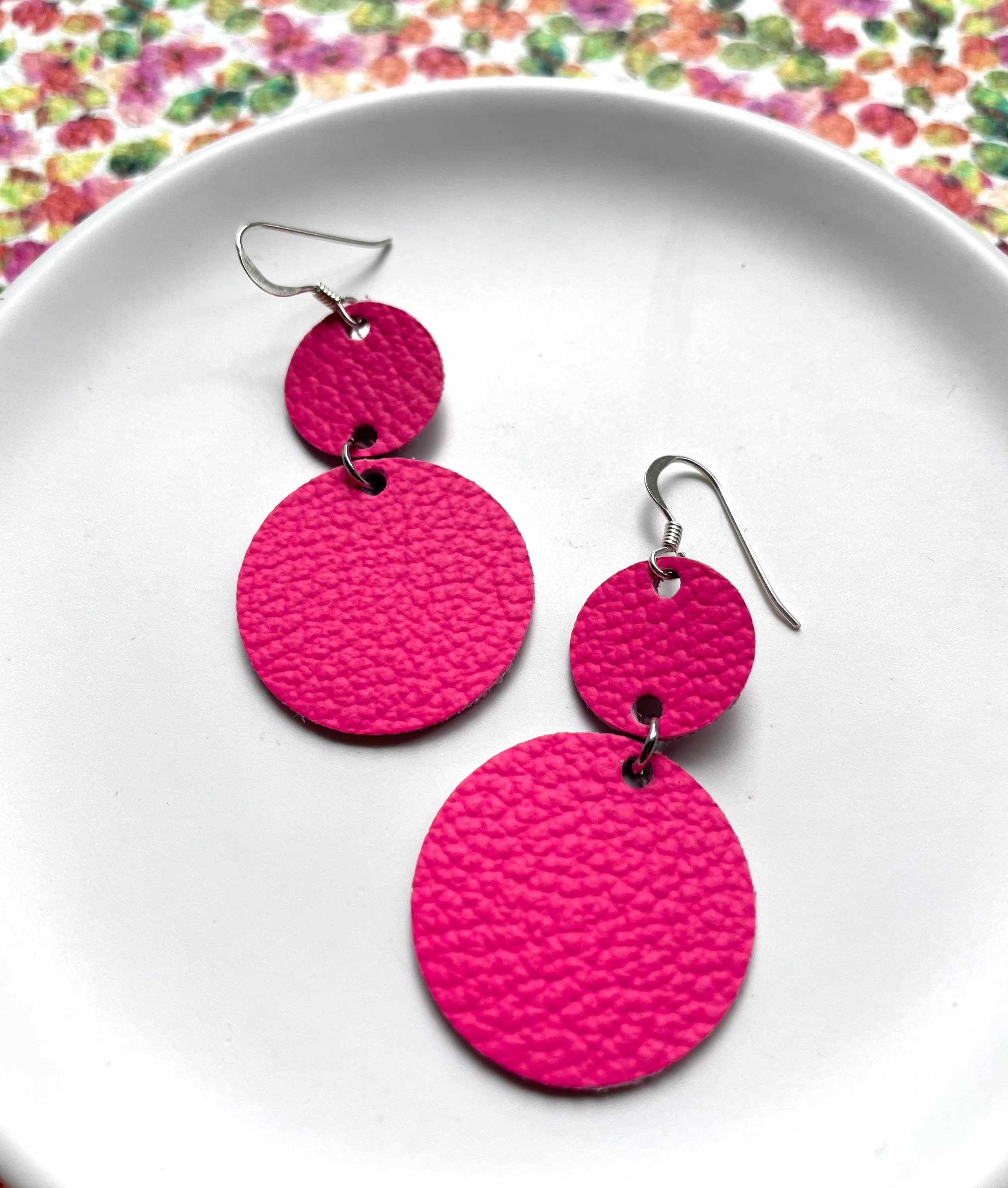 15mm Silver Plated Beaded Hoop Earrings Hot Pink Bright Pink Glass Bead  Earrings Pretty Pink Hoops Handmade Earrings - Etsy