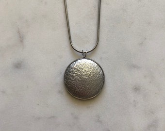 Leather Pendant Necklace in silver. Choice of short or long chain. All hypoallergenic surgical stainless steel.