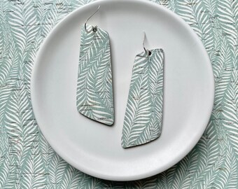 Cork earrings with leather backing- The Nova in Sage. Green earrings. Light weight earrings. Hypoallergenic sterling silver hook.