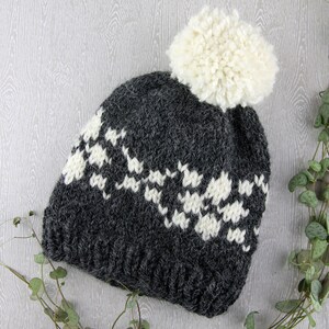 Knitting pattern – Scandinavian Fair Isle Knitting Childrens Beanie | Chunky wool knitting pattern | Easy Fair Isle Knitting | Pompom hat