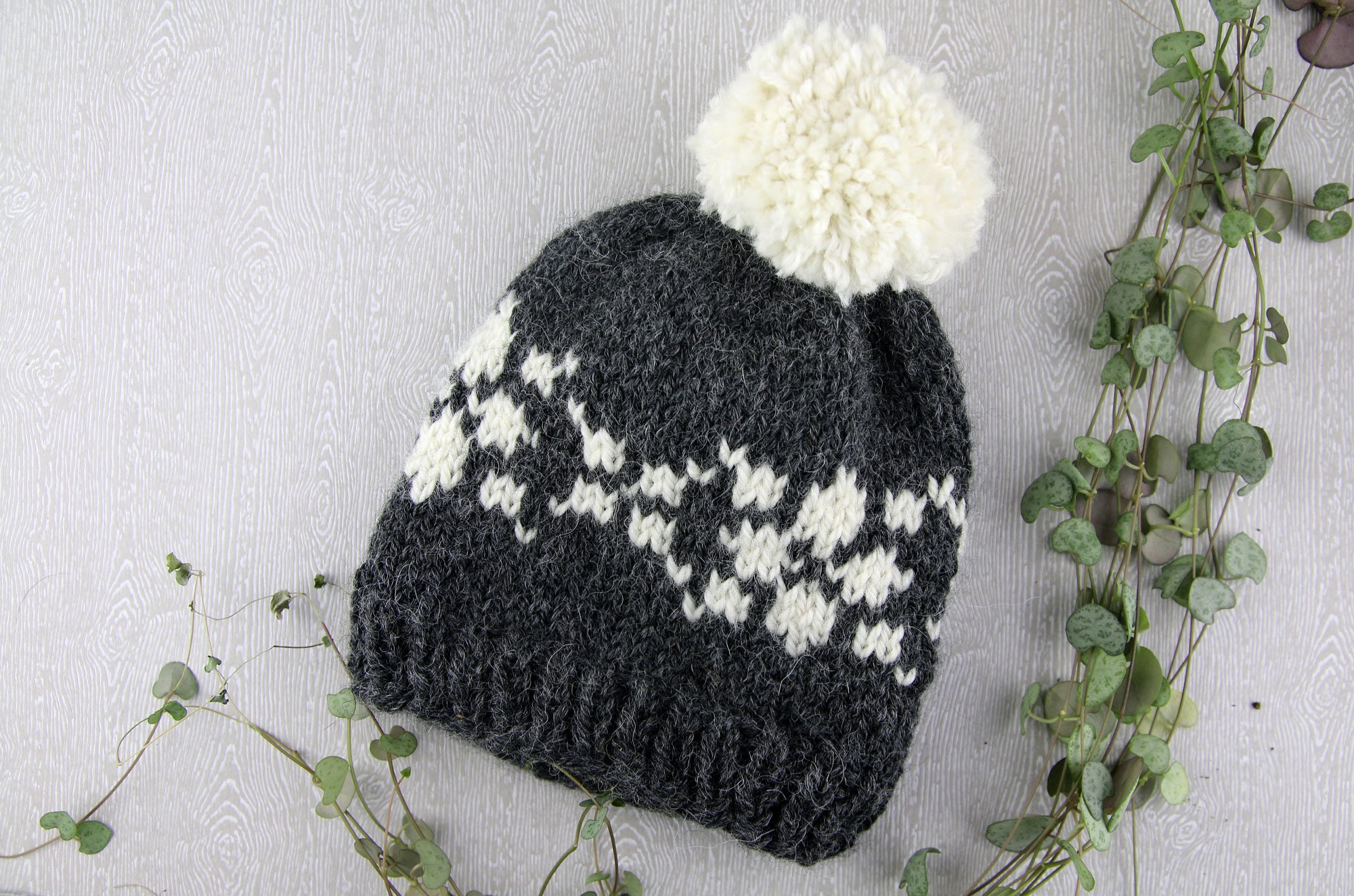 Knitting pattern – Scandinavian Fair Isle Knitting Childrens Beanie | Chunky wool knitting pattern | Easy Fair Isle Knitting | Pompom hat