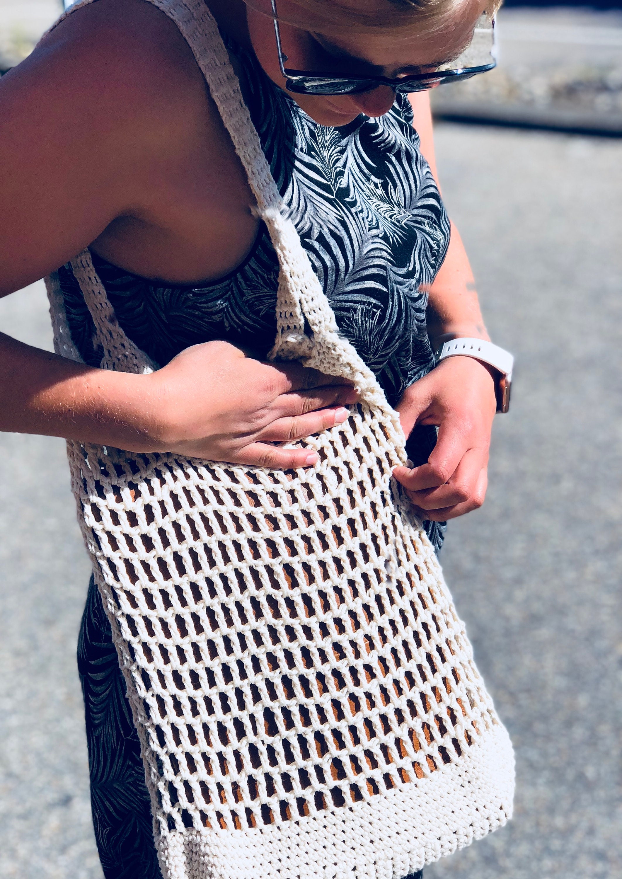 crochet net shopping bag pattern