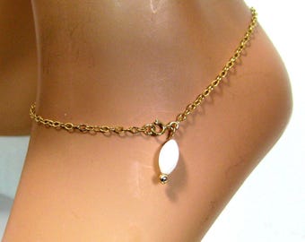 Gold ankle ketting (goud gevuld) en Pearl N2556