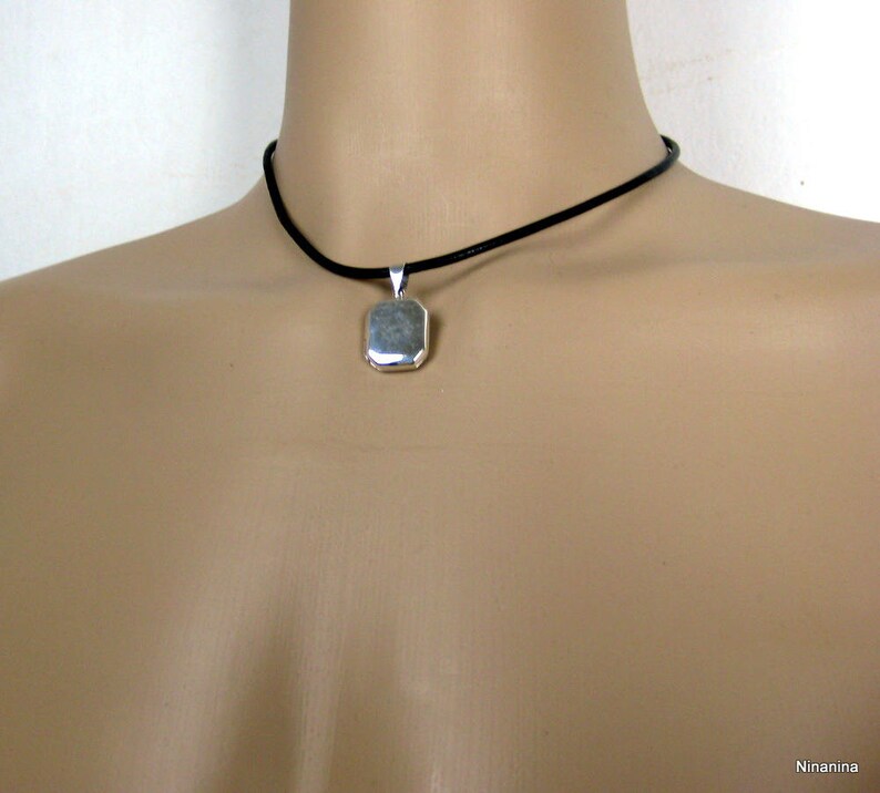 Collier cordon cuir et porte-photo argent 925 N3521 image 10