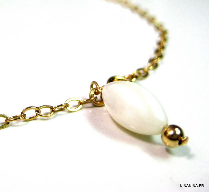 gold filled Gold plated ankle chain and mother of Pearl N2556