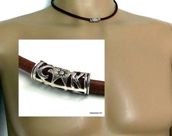 Men's necklace leather and silver 925 N1586