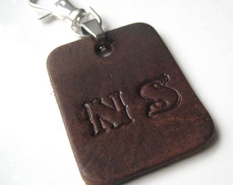 Porte-clé cuir personnalisé "INITIALES" N3093