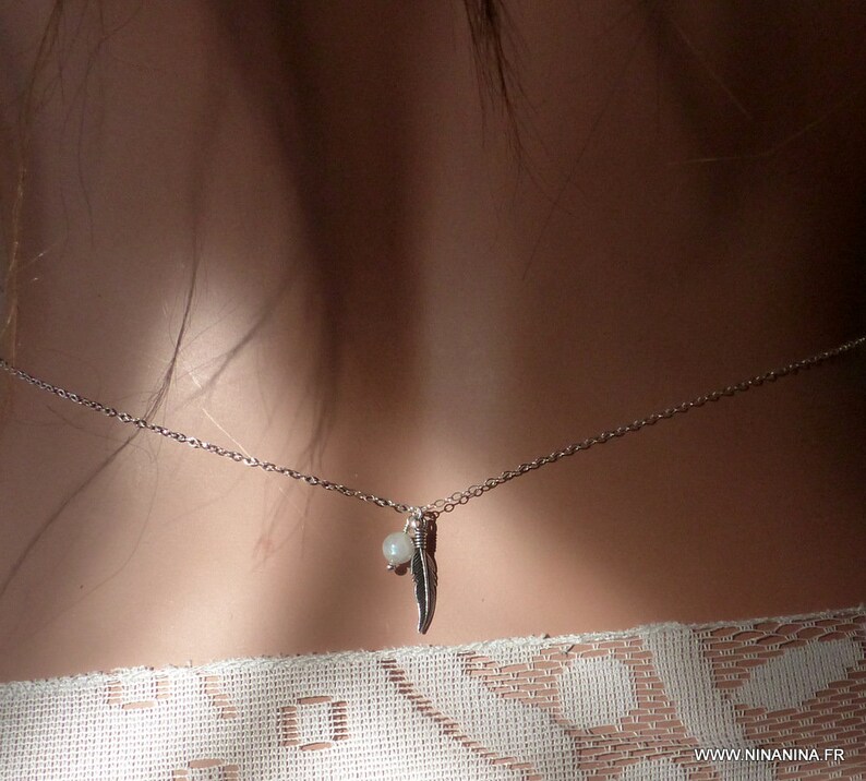 Feather waist chain Silver 925 solid Moonstone N5959 image 3