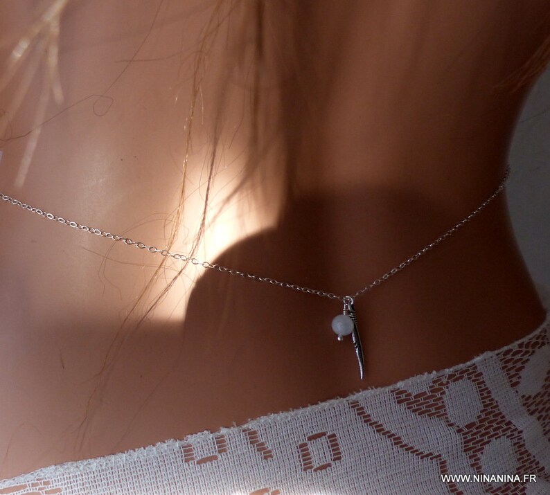 Feather waist chain Silver 925 solid Moonstone N5959 image 5