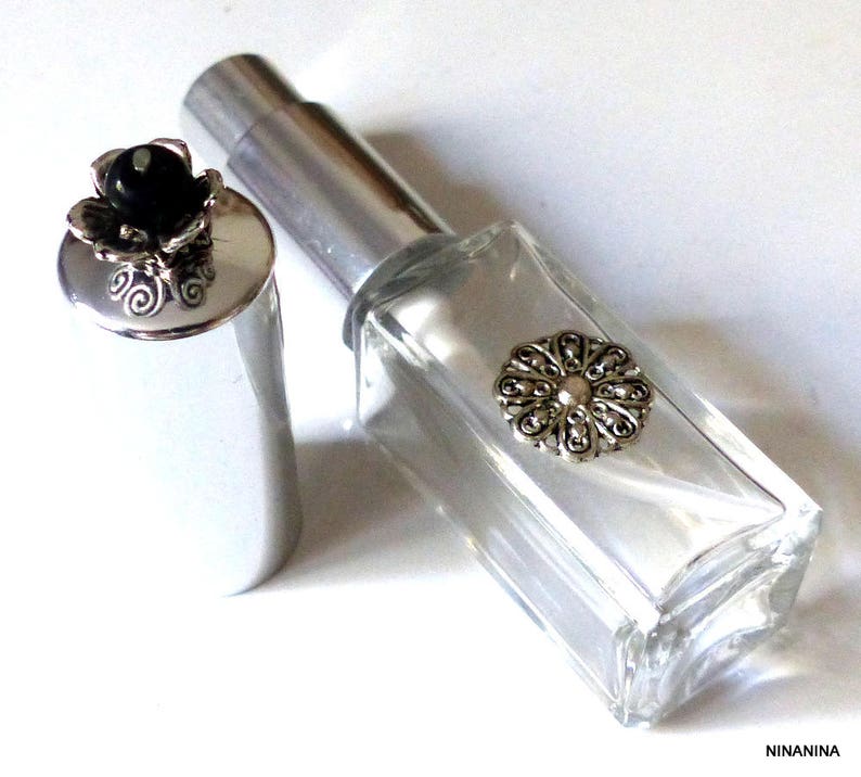 Vaporisateur de parfum de sac verre et métal argent N1038 image 2