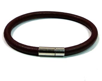 Bracelet homme cuir et acier inoxydable N2688