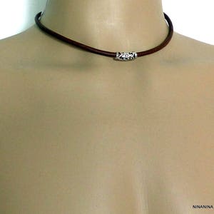 Collier homme cuir et argent 925 N1586 image 4