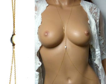 Chain gold plated body (gold filled) and Pearl N2545