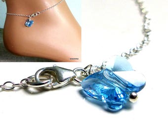 Sterling Silver Anklet and Butterfly swarovski N2763