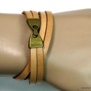 Bracelet homme cuir et métal bronze N2301 image 6