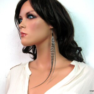 Long feather earrings N3720 image 3