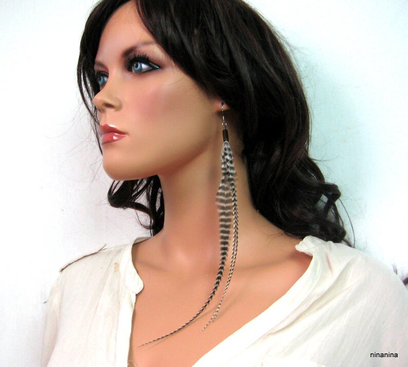 Long feather earrings N3720 image 3