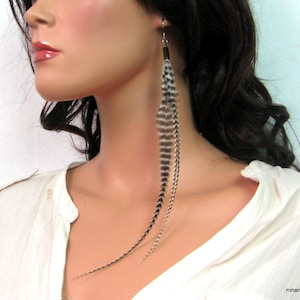 Long feather earrings N3720 image 1