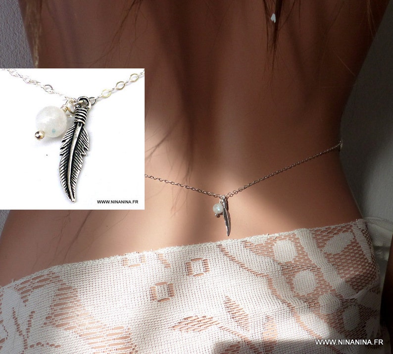 Feather waist chain Silver 925 solid Moonstone N5959 image 6