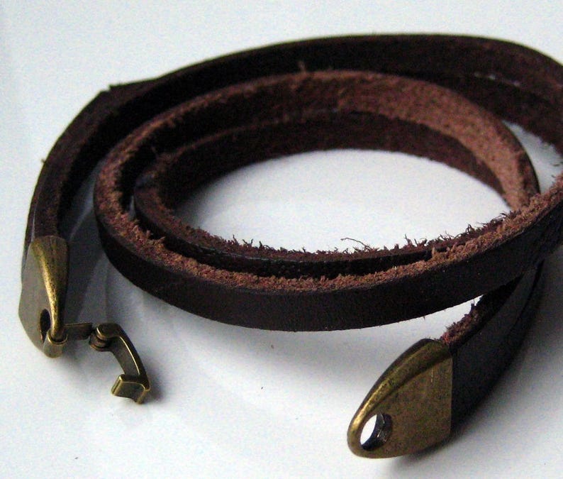 Bracelet homme cuir et métal bronze N2301 image 10