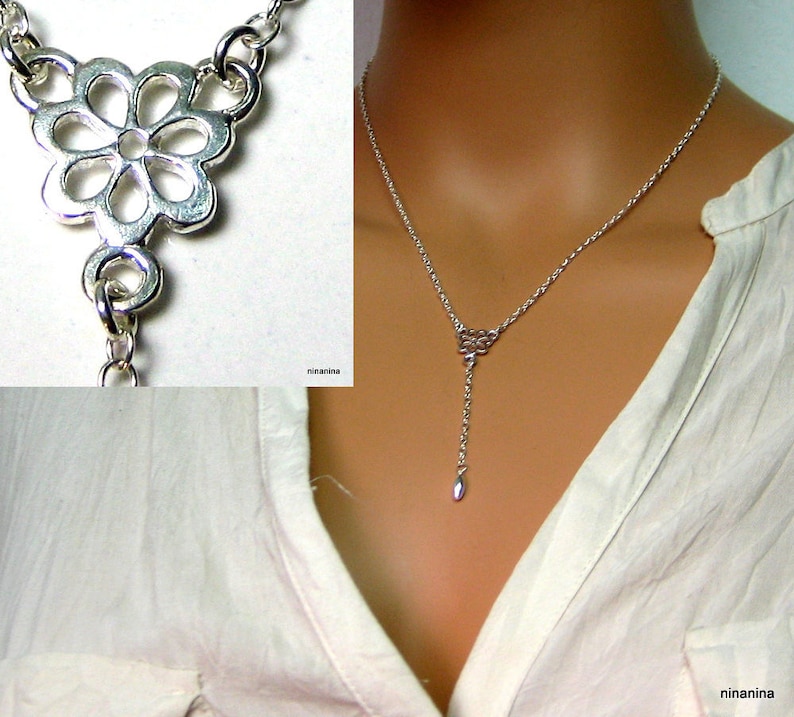 Collier en Y en argent 925 N2761 image 1