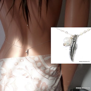 Feather waist chain Silver 925 solid Moonstone N5959 image 1