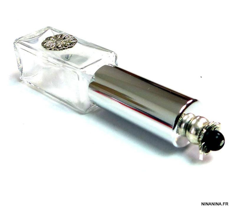 Vaporisateur de parfum de sac verre et métal argent N1038 image 3