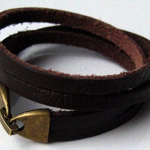 Bracelet homme cuir et métal bronze N2301 image 1