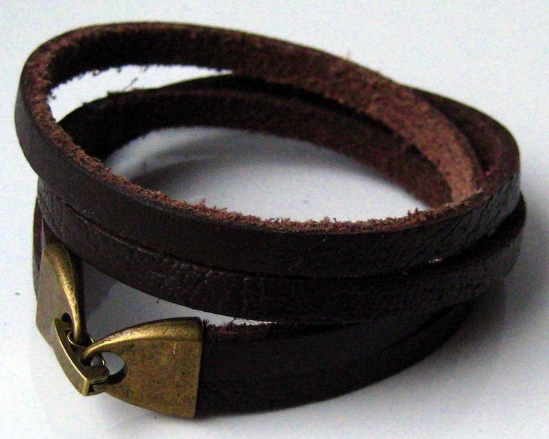 Bracelet homme cuir et métal bronze N2301 image 1