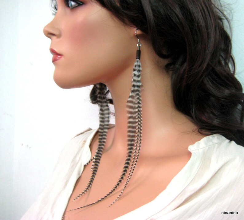 Long feather earrings N3720 image 5