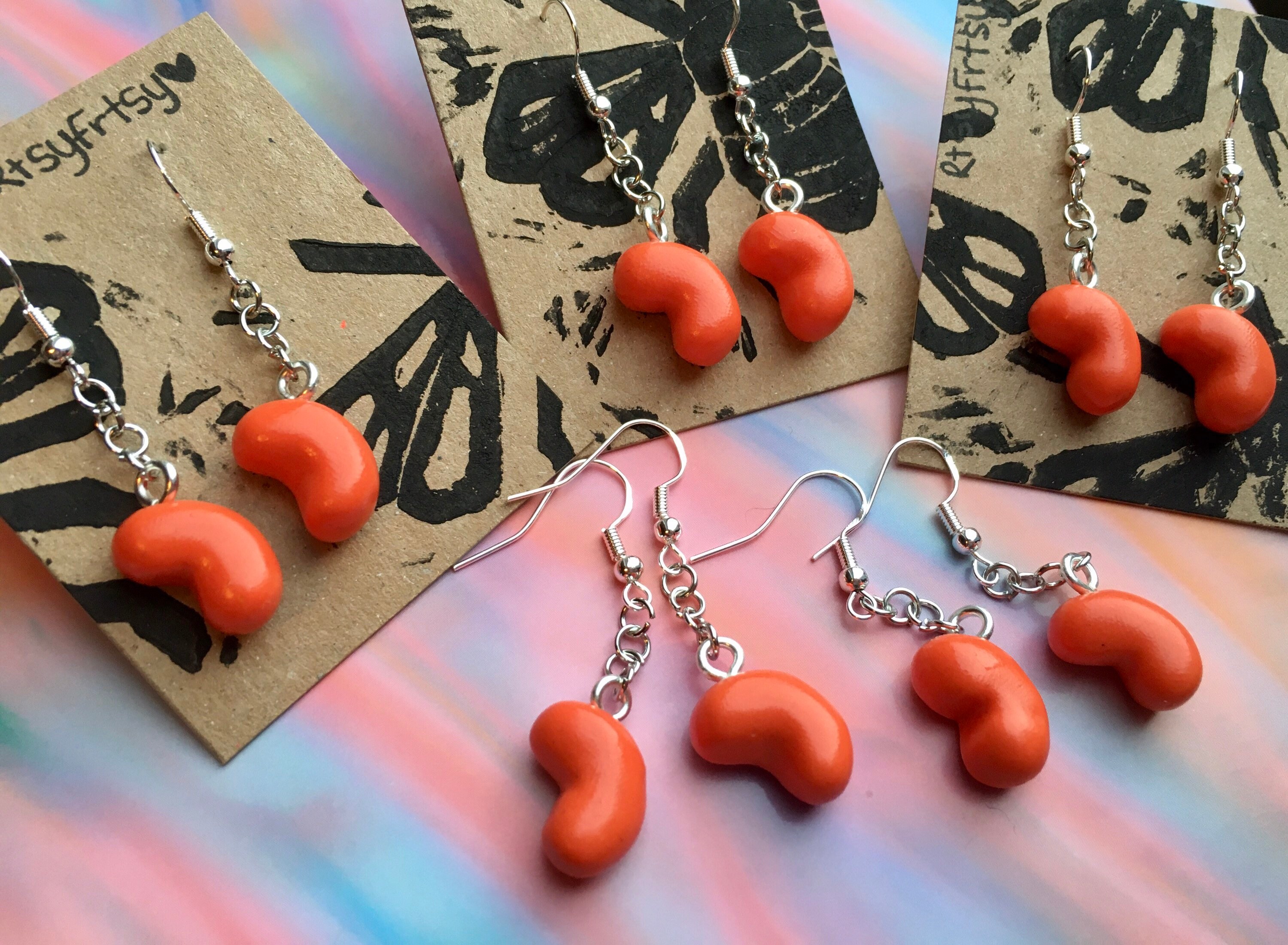 Handmade Baked Bean Hanging Earrings Etsy