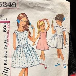 Simplicity 1960&#39;s Vintage printed pattern 5249 Girls Size 8 Slip Dress or Slip with an attached full skirt