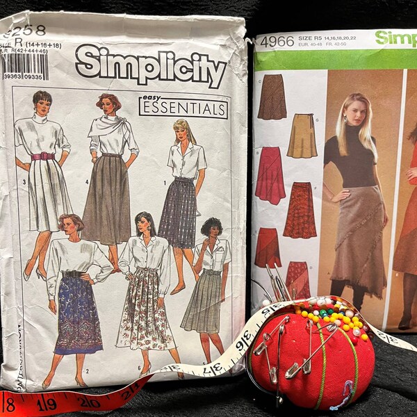 Simplicity Classic skirt patterns 90's- 2000's Pattern 9258 Size 14-18 & 4966 Size 14-22 pick just the right size