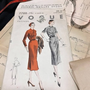 Vogue Schnittmuster 7788 CR 1952 Unschnittfaktor Falte Atemberaubendes Muster Größe 14 Größe 14