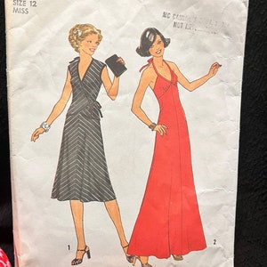Simplicity 7973 Misses Bias Cut Halter Dress, and Jacket in two lengths Stretch Knits Suitable 70&#39;s Size 12
