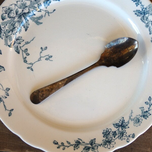 Silver Plated Marmalade Spoon Made in England, Tarnished Silver Jam Condiment Spoon