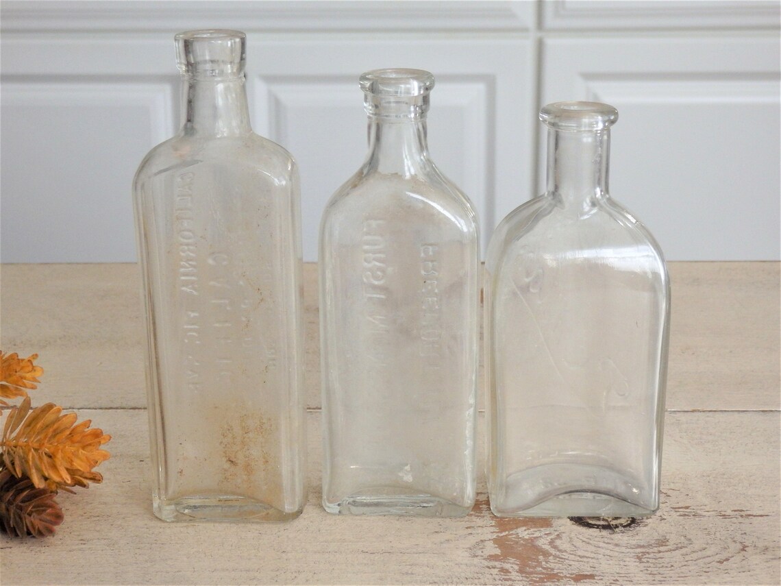 Lot of 3 Old Glass Bottles Penslar California Fig Syrup Co Etsy