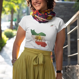 Lion and Sun – originele vlag van Iran – Shir O Khorshid uniseks T-shirt – print op voor- en achterkant